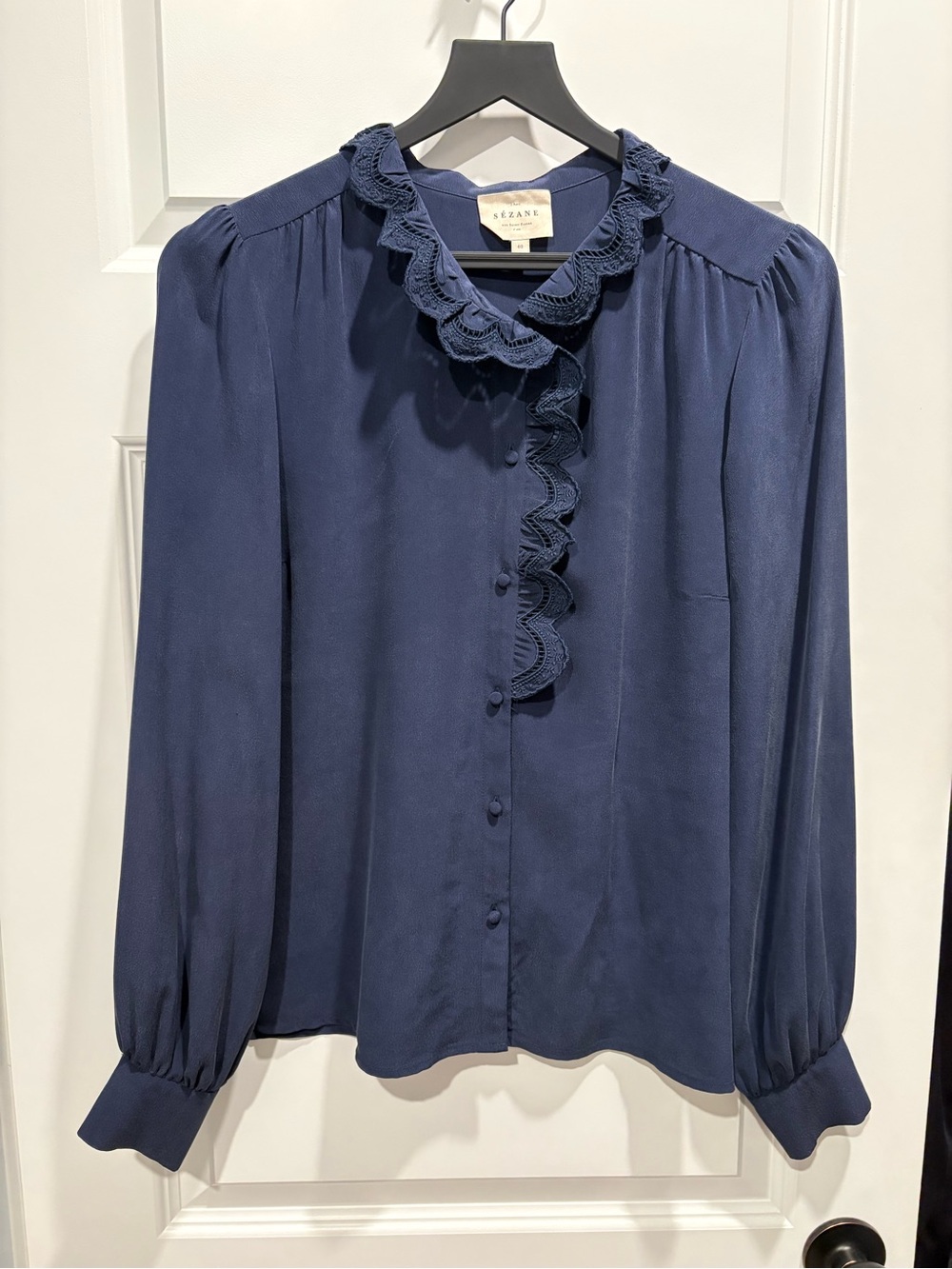Sezane Chlo Buttondown Navy SZ 40 NWOT - Picture 4 of 9